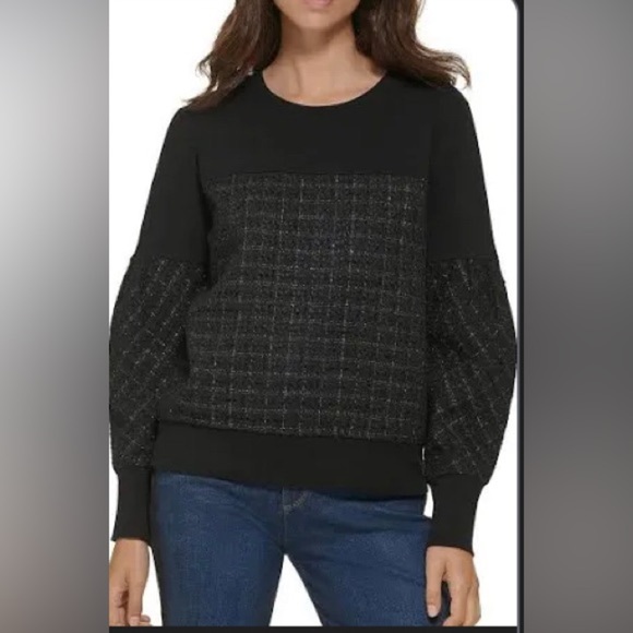 🖤KARL LAGERFELD PARIS Checked Tweed Sweatshirt (sold out online & most places!)🖤 - Picture 6 of 13